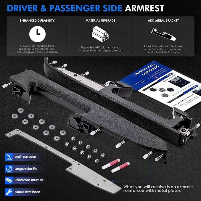 Left Driver & Right Passenger Side Armrest Repair Kit Fit for Chevy Silverado 1500 2500HD 3500HD 2010-2014 For GMC Sierra 1500 2500 HD 3500 HD 2010-2014 Door Panel with Release Handle Below Armrest