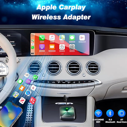Wireless CarPlay Adapter for iPhone,Convert Wired to Wireless Car Play Dongle, Plug & Play USB/Type-C Adapter for Cars,Seamless Control for iOS 10+（Only Applicable to Cars with carplay System） Green