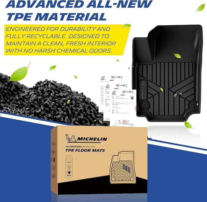 Michelin Vehicle Mats, All-Weather TPE Custom Fit Liner for 2025-2026 Chevrolet Equinox/GMC Terrain Gas, Premier