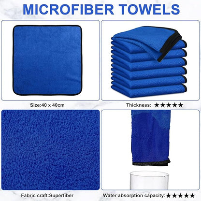 Tallew 40 Pcs Blue Microfiber Towels: 16"x16" Microfiber Drying Towels Bulk Micro Fiber Car Cleaning Cloth for Cars Drying Washing Polishing Cleaning Household Supplies