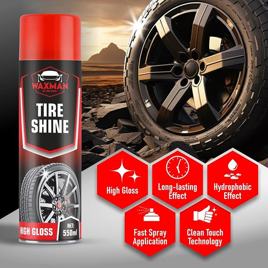 Tire Shine Spray – 18.6 fl oz, High-Gloss Hydrophobic Tire Dressing, Safe for All Vehicles