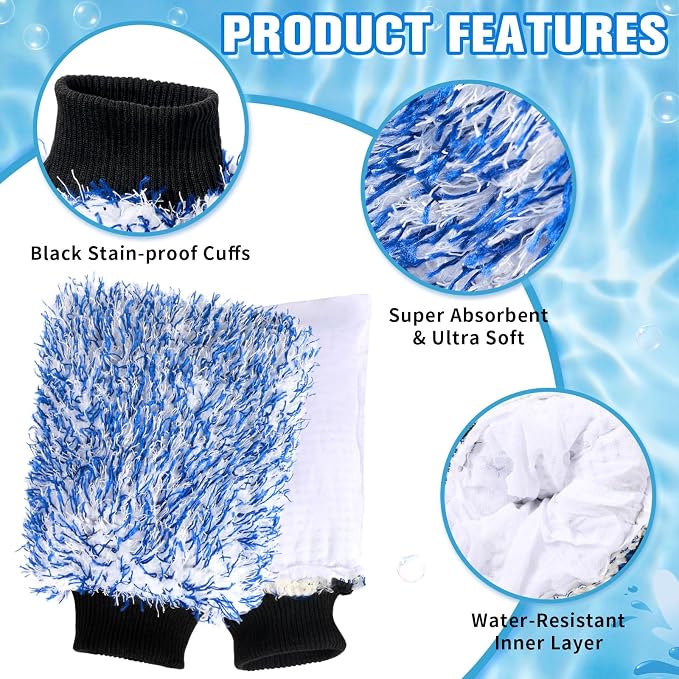 LemonRoad 30 Pcs Microfiber Car Wash Mitts Scratch Free Wash Mitts for Car Cyclone Microfiber Absorbent Detailing Washing Gloves Sponge Glove Cleaner for Wheel Trucks Home Cleaning Supplies