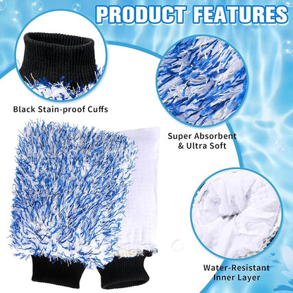 LemonRoad 30 Pcs Microfiber Car Wash Mitts Scratch Free Wash Mitts for Car Cyclone Microfiber Absorbent Detailing Washing Gloves Sponge Glove Cleaner for Wheel Trucks Home Cleaning Supplies