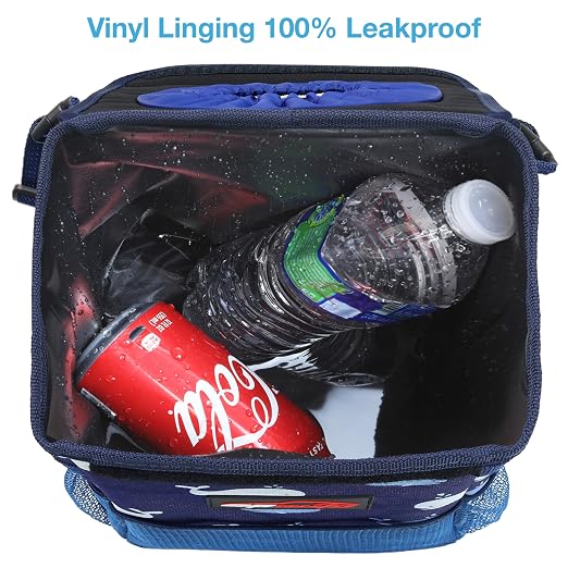 EPAuto Waterproof Car Trash Can with Lid and Storage Pockets, 1.8 Gallon, Blue