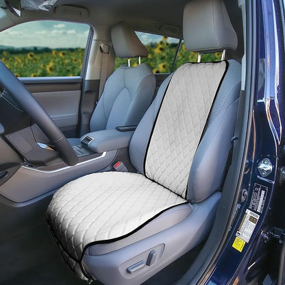 FH Group Car Seat Cushion – Neosupreme Single Front Seat Cover with Front Pockets, Airbag Compatible, Universal Fit Car Seat Cushion for Driver or Passenger Seat, SUV, Truck, Sedan & Van – White