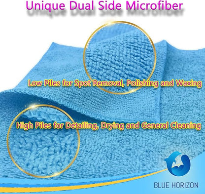 Microfiber Cleaning Towels, Pack of 24, Ultra Soft Plush Washcloth, All Purpose Premium Microfiber Detailing Cleaning Cloths Reusable Shop Towels (16" x 16", Sky Blue)