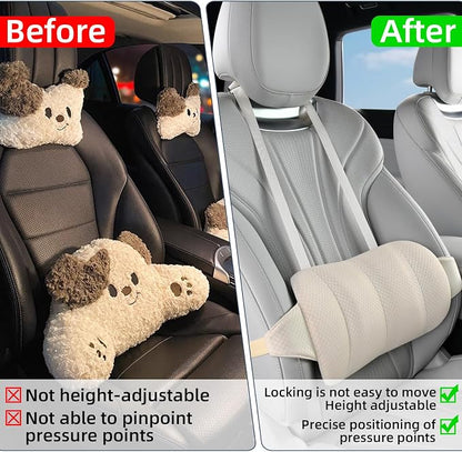 KAYI Lumbar Support Pillow for Car, Memory Foam Lumbar Pillow with Adjustable Straps, Lumbar Support Pillow for Office Chair, Back Support for Car, Sitting, Driving, Traveling (1, Beige)