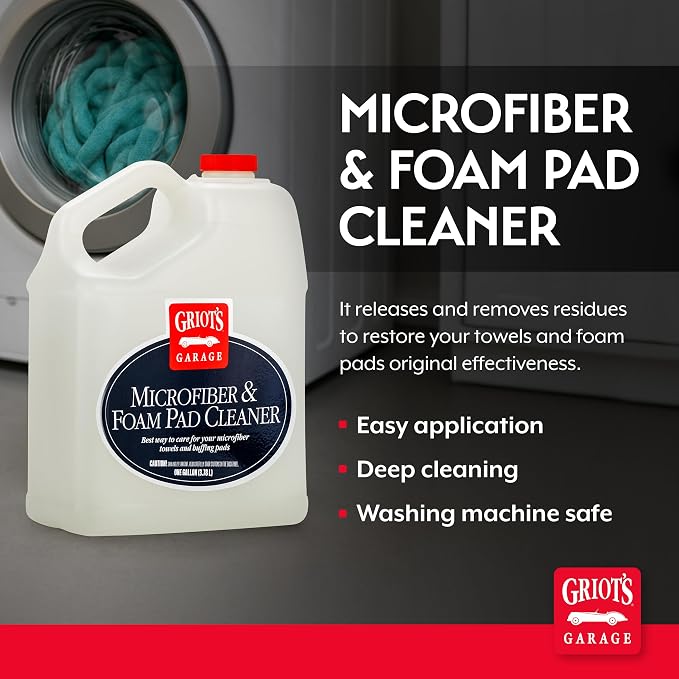 Griot's Garage Microfiber and Foam Pad Cleaner, Removes Polish, Wax, and Sealant Residue, Restores Your Car Cleaning Cloths' Effectiveness, 11067, One Gallon