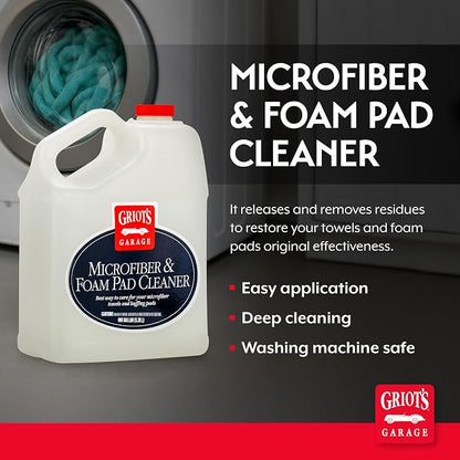 Griot's Garage Microfiber and Foam Pad Cleaner, Removes Polish, Wax, and Sealant Residue, Restores Your Car Cleaning Cloths' Effectiveness, 11067, One Gallon