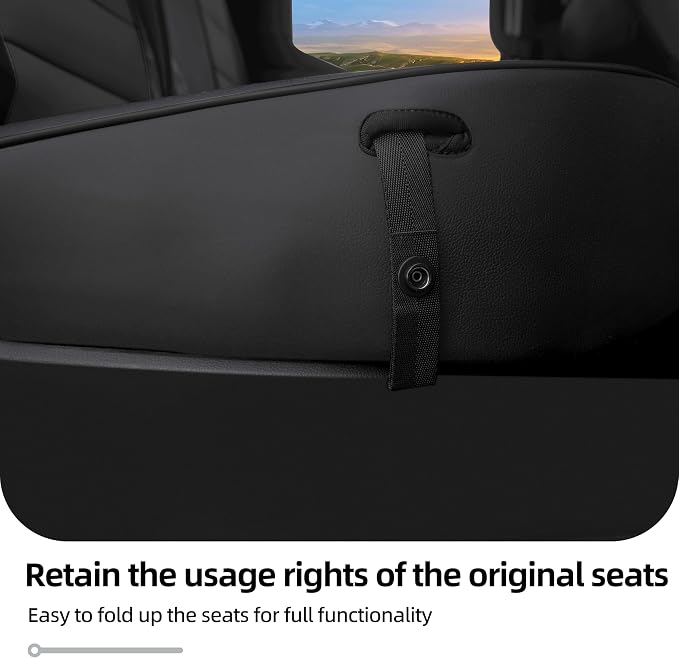 Lolcar Tacoma Back Seat Covers Custom for Select Toyota Tacoma (Hybrid) 2024 2025 2026 Double cab TRD Sport,TRD Off-Road,Limited,Trailhunter- Second Row Only,Leather(Black)