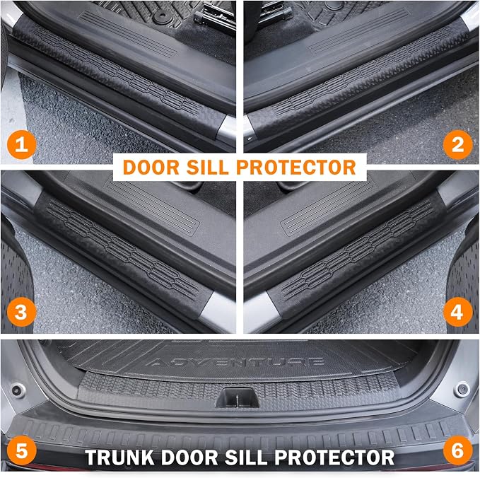 KUST Floor Mats for 2025-2026 Chevy Equinox/GMC Terrain Accessories (Gas Only), All Weather Car Mats with Backrest Mat & Cargo Trunk Liner & Door Sill Protector, TPE Rubber, Raised Edge, Full Set