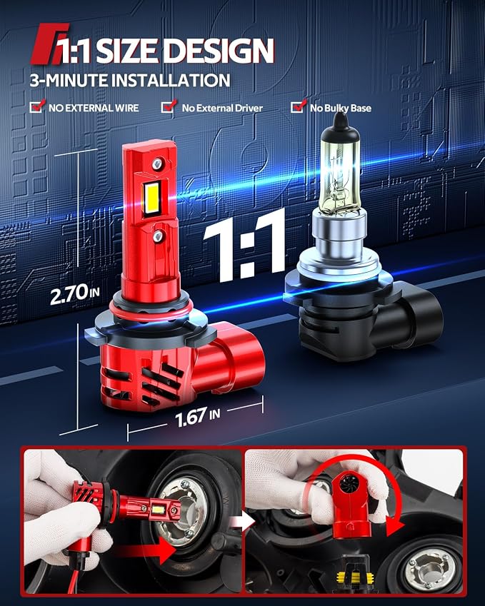 Torchbeam 9006 Fog Bulbs Cambo 32000LM Brightness With Extra Wide View, Canbus Ready 6500K 9006 Fog Lamps 50000+ Hours Wireless,3-MIN Plug-N-Play, Pack of 2