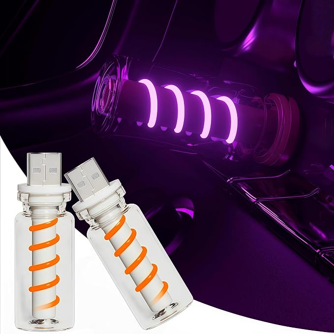 LED Car Interior Light, Touch Control USB Night Lamp, Retro Style Ambient Lighting for Auto, Bedroom, Desk (2PCS Purple)