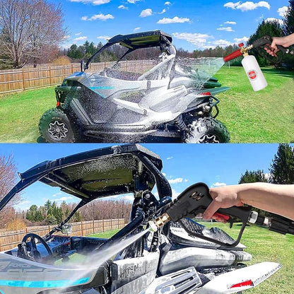 Short Pressure Washer Gun with Swivel,Spray Handle with 3/8'' Quick Connect, Car Wash Gun for Foam Cannon,M22 14mm and M22 15mm Fittings,1/4" Quick Connector