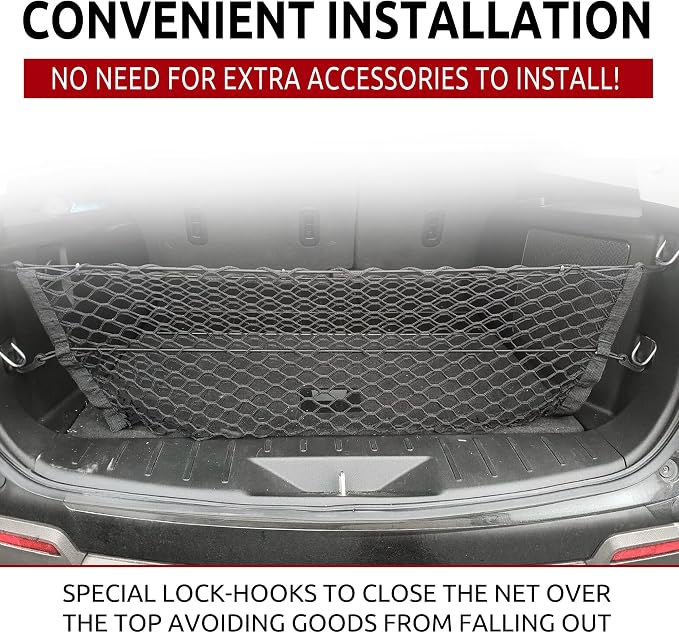 Envelope Style Trunk Mesh Cargo Net for Chevrolet Equinox 2010-2024 - Car Accessories - Premium Trunk Organizers and Storage - Cargo Net for SUV - Vehicle Carrier Organizer for Chevrolet Equinox