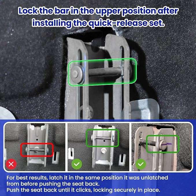 Kaishengyuan Upgraded Rear Seat Quick Release with Elastic Rope Compatible with Ford F-150 (2009+) & F-250/350 (2017+)