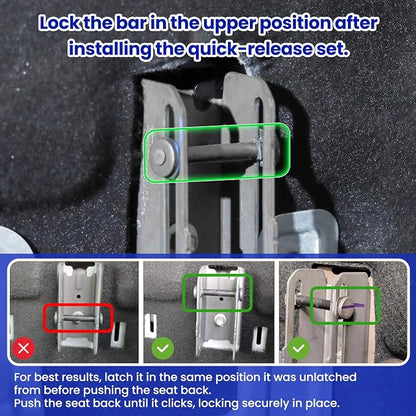 Kaishengyuan Upgraded Rear Seat Quick Release with Elastic Rope Compatible with Ford F-150 (2009+) & F-250/350 (2017+)