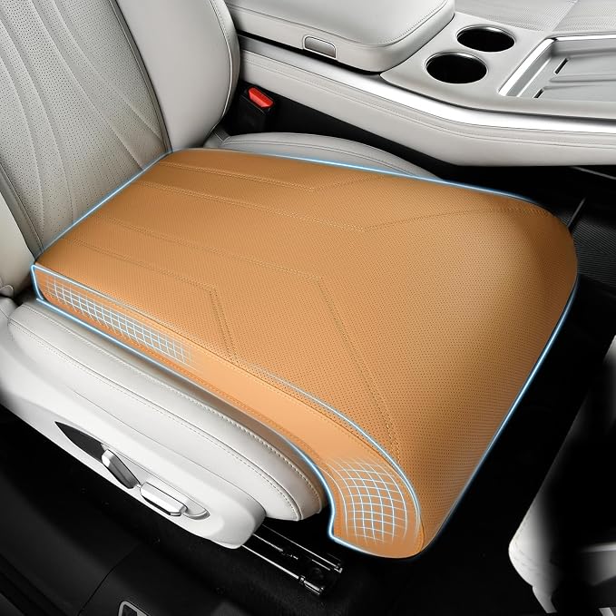 FLORICH Car Seat Extender Leg Extender Support Cushion for Driver Seats Office Chair, Leather Carseat Leg Support for Long Drivers Universal Car Seat Cushion Legs Rest Pads-Beige Brown