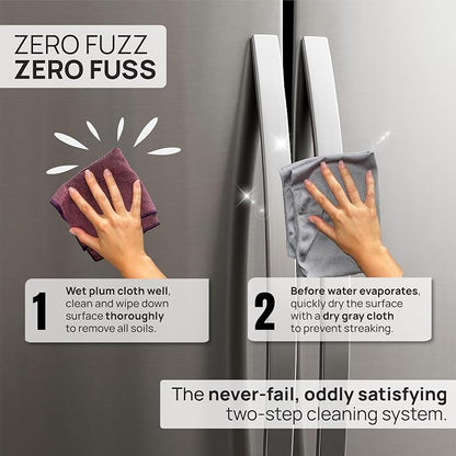 Claro Stainless Steel Cleaning Cloth 8-Pack – Clean Appliances, Fridge Sinks with Just Water (No Chemicals) | Streak-Free, Spot-Free, Scratch-Free Microfiber | Restores Factory Shine, Home Commercial