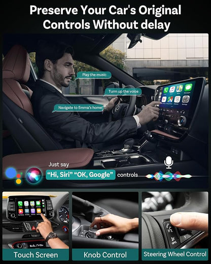 OTTOCAST Mini Edge 2025 Wireless Carplay Adapter & Android Auto Wireless Adapter for Apple iPhone Samsung Android Phone 2-in-1, USB Car Accessories, 5 GHz Wi‑Fi Bluetooth 5.0 Voice Control Plug & Play