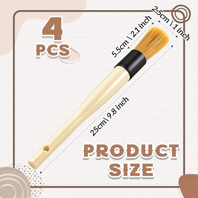 Patelai 4 Pack of Parts Cleaning Brush Home and Auto Use Parts Cleaner for Cleaning Auto Engine, Small Motors, Car Detailing, Wheels, Boats, Air Vents, Machinery (Beige)