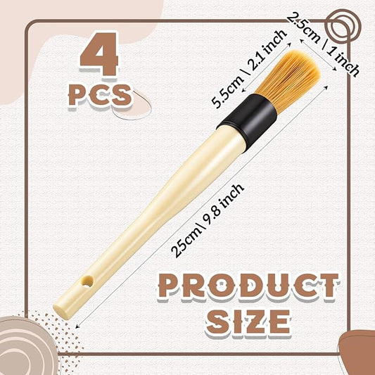 Patelai 4 Pack of Parts Cleaning Brush Home and Auto Use Parts Cleaner for Cleaning Auto Engine, Small Motors, Car Detailing, Wheels, Boats, Air Vents, Machinery (Beige)