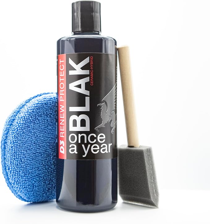 RENEW PROTECT-Blak, Deep Black Tire & Trim Treatment, Ceramic-Hybrid Protectant, Lasts Months - Years, Mid or High Shine, Floor Mat-RV-Golf Cart, 100% Motorcycle-Safe, Wash-Proof, 5min Dry-Seal 16oz
