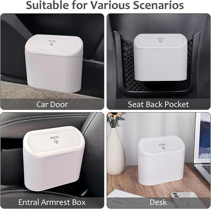 Accmor Car Trash Can with Lid, Vehicle Dustbin Garbage Organizer Holder with One Roll Bag, Mini Leakproof Storage Bin for Auto, SUV, Office (White)