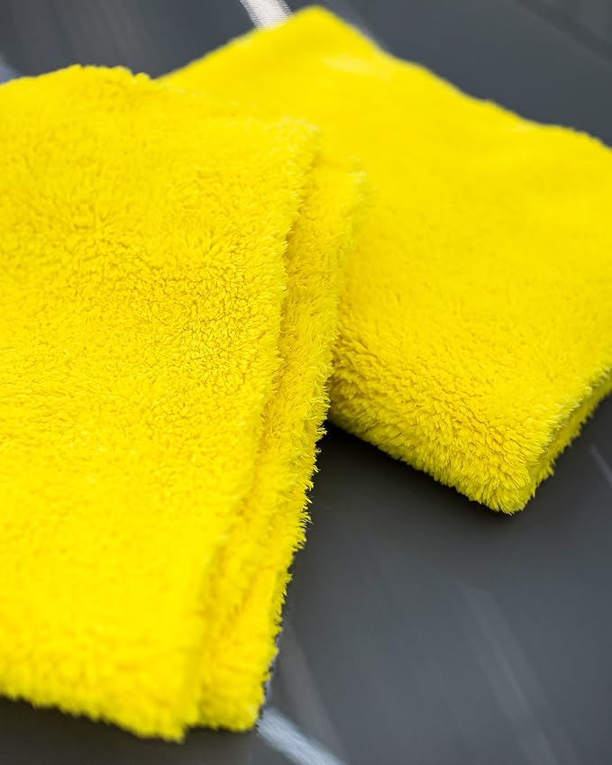 Autofiber [Korean Plush 550] Premium Edgeless Detailing Towels 550gsm (16"x16") Yellow - 3 Pack