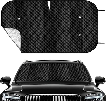 Windshield Sun Shade Car Sun Shade, Folding Car Shades for Front Windows, Blocks UV Rays Sun Visor Protector for Truck SUV Van, Keeps Vehicle Cool - Silver (55" x 29.5")