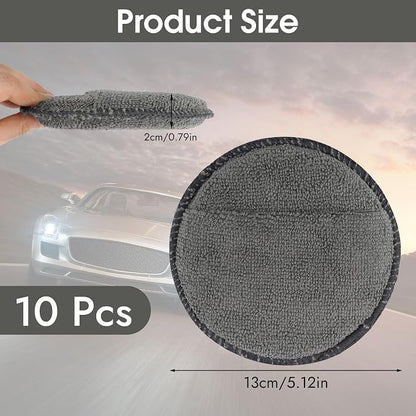 10 Pack Wax Applicator Pads, Microfiber Applicator Pad with Finger Pocket, Foam Car Wax Applicator Pad for Car Cleaning and Polishing (Gray)