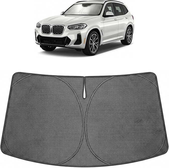 Proadsy Windshield Sun Shade Custom Fit BMW X3 2025-2026 Ice Crystal Black Front Window Sunshade UV and Heat Blocker Foldable Visor Keeps Car Cooler for Summer Parking and Daily Use