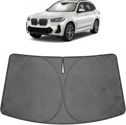 Proadsy Windshield Sun Shade Custom Fit BMW X3 2025-2026 Ice Crystal Black Front Window Sunshade UV and Heat Blocker Foldable Visor Keeps Car Cooler for Summer Parking and Daily Use