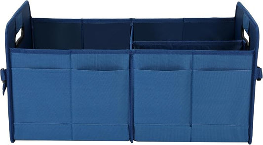 AOKJOY Car Trunk Organizer Car Storage Organizer Collapsible Multi Compartment Car Organizer Adjustable Straps Car Organizer for SUV(Slate Blue)