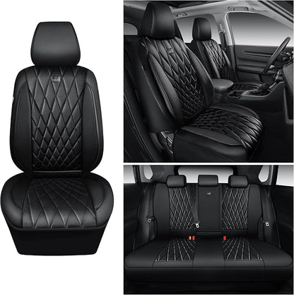 CAR PASS Rav4 Seat Covers Full Set Custom Fit for Toyota RAV4 Tocamo Corolla-Cross 2019-2024, Luxury Nappa Leather Waterproof Rav 4 Seat Covers, Anti-Slip Comfortable Airbag Compatible, Full Black