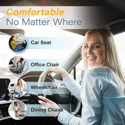 Car Seat Cushion: Ergonomic Memory Foam Car Cushion for Sciatica Pain Relief, Larger Driving Seat Pillow for Short Drivers on Long Drives - Butt Pillow for Truck, Office, Wheelchair - Gray