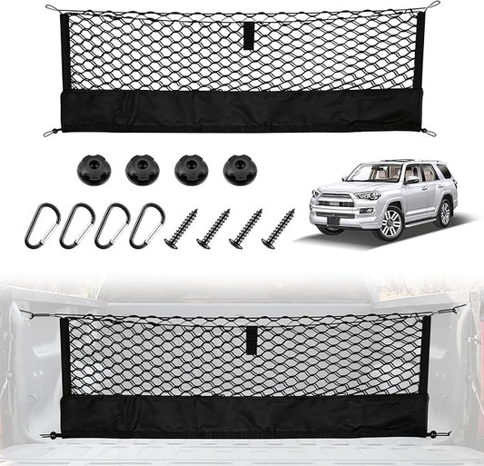 Amiss Truck Bed Cargo Net with Bottom Organizer, Compatible with Toyota 4Runner 2010-2024, Portable Storage for Pickup Cargo and Heavy Duty Hook, Exterior Accessories for Car SUV Truck