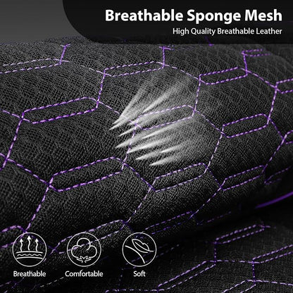 CAR PASS 3D Foam Mesh Leather Car Seat Covers Front Seats,Breathable Mesh Front Seat Covers for Women,Universal Fit for Cars SUV Truck Sedan Van Automotive,Armrest Airbag Compatible,Black and Purple