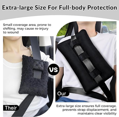 Seat Belt Pillow Post Surgery, Heart Pillows for After Heart Surgery Recovery, Chest Port Pacemaker Pillow for Chemo Patients Seatbelt, Gifts for Women After Hysterectomy (Black)