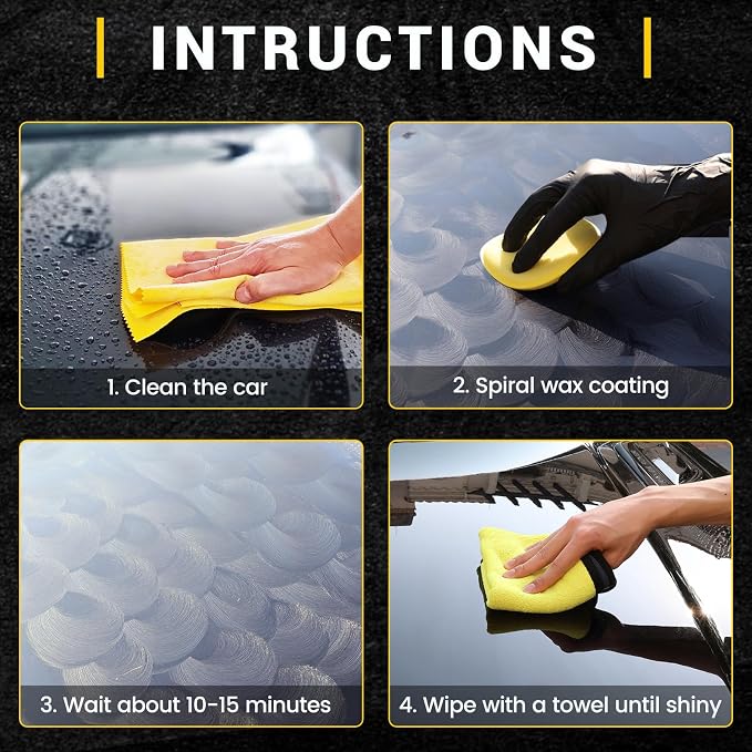 Car Paste Wax High Gloss Shine, Long Lasting Paint Protection, Superior Hydrophobic Water Repelling Properties, Natural Wax for Minor Scratch Repair and UV Protection, Safe for All Vehicles(Black)