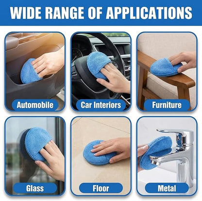 Wax Applicator Pad (6 Pack)，5 Inch Microfiber Wax Applicator Pads，Washable Reusable Car Wax Applicator Buffing Pads for Car Cleaning, Polishing and Detailing（Blue）