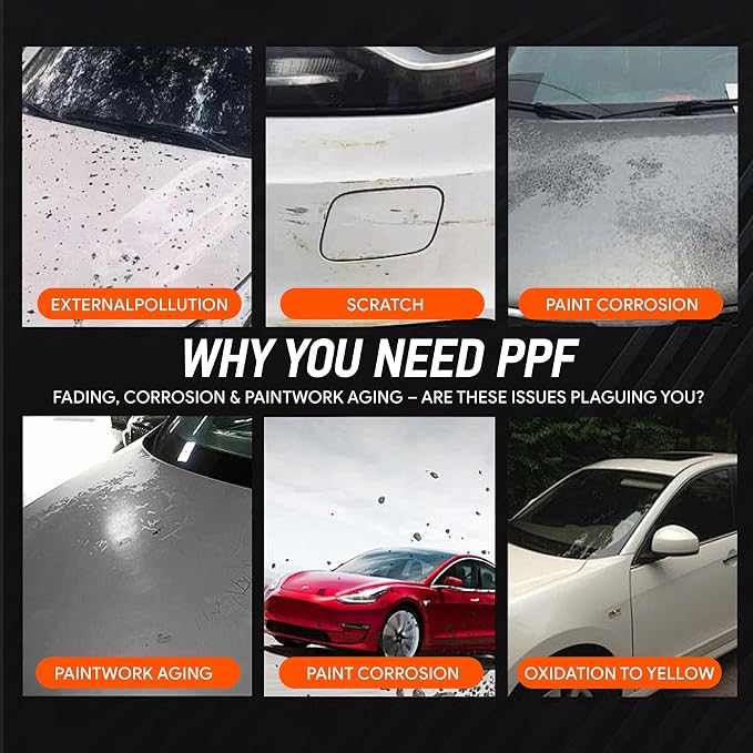 TPU PPF Hydrophobic Clear Paint Protection Film Self Healing Car Clear Glossy Wrap Film (1.5ft x 5ft)