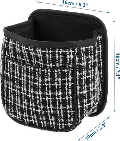 Car Trash Can Portable and Hanging 6.3" Length 3.9" Width 7.1" Height Trash Bin Fabric Black 1 Pcs