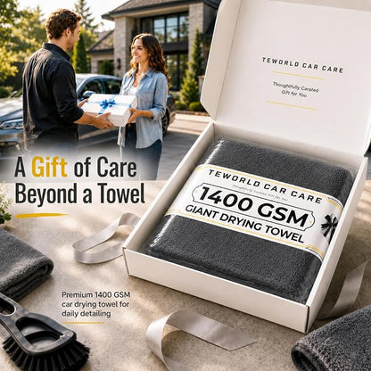 1400 GSM Car Drying Towels – XXL Microfiber Towels for Cars (48" x 24"), Ultra-Absorbent, Streak-Free, Scratch-Free, No Water Spots, Double-Twist Pile & Edgeless Design