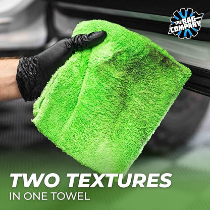 The Rag Company - Creature Edgeless Auto Detailing Towels (10-Pack) Professional 70/30 Blend, Dual-Pile Plush Microfiber, Buffing & Polishing, 420gsm, 16in x 16in, Lime Green