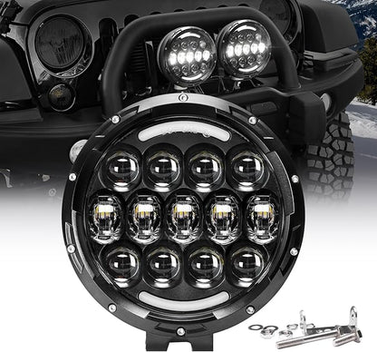 AUDEXEN LED Work Lights, 7 Inch 105W Round Spot LED Pods Light Bar High/Low Beam DRL with Adjustable Mounting Bracket Compatible with Jeep Off Road 4WD Truck SUV UTV ATV Driving Lamp - 1pcs