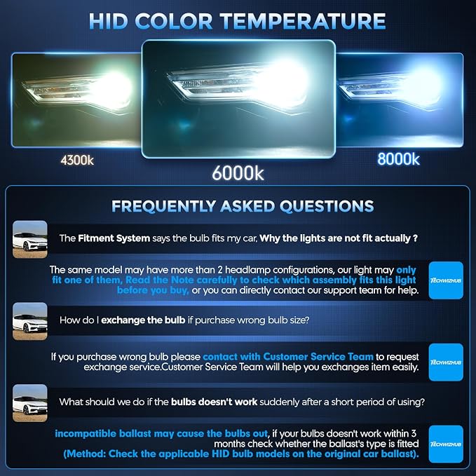 D5S HID Bulbs, 35W Super Brighter HID Headlight Bulb 6000K Cool White High Low Beam Xenon Replacement Light w/Integrated Ballast - Pack of 2