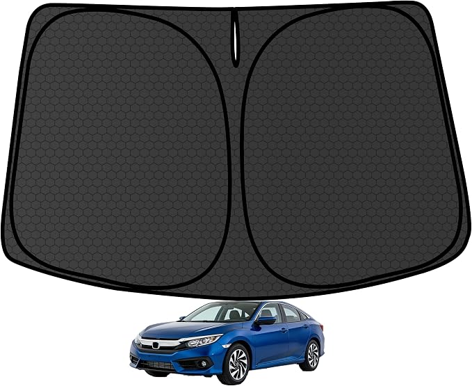 Civic Customized Windshield Sun Shade for 2016 2017 2018 2019 2020 2021 Civic Front Window Sunshade Visor Protector Foldable Blocks UV Rays Keep Car Cooler Accessories