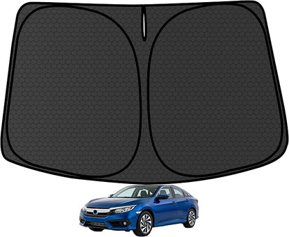Civic Customized Windshield Sun Shade for 2016 2017 2018 2019 2020 2021 Civic Front Window Sunshade Visor Protector Foldable Blocks UV Rays Keep Car Cooler Accessories