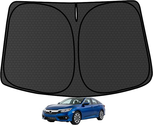Civic Customized Windshield Sun Shade for 2016 2017 2018 2019 2020 2021 Civic Front Window Sunshade Visor Protector Foldable Blocks UV Rays Keep Car Cooler Accessories